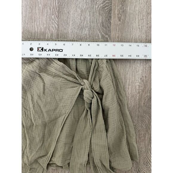 Zara EUC Wrap Up Knotted ButterySoft Material Olive Khaki Green Mini Skirt XS - Picture 11 of 12